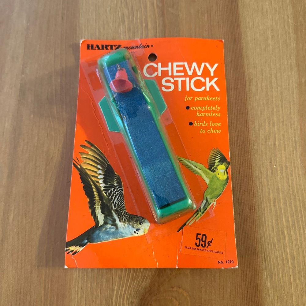 Vintage Hartz Mountain Chewy Stick Bird Toy Parakeets Old Stock Unopened